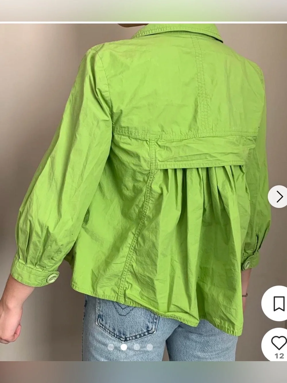 Michael Kors Button-Up Jacket Lime Green Size X-Small 100% cotton PTP 18”